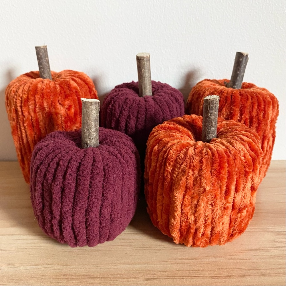 Orange and Cranberry Pumpkin Decor Set of 5